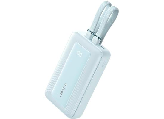 Anker Zolo Power Bank, 10,000mAh 30W Max Fast Portable Charger with Built-in USB-C and MFi Certified Lightning Cables, USB-C&A, Battery Pack for iPhone 16/15 Series, MacBook, Galaxy - Blue